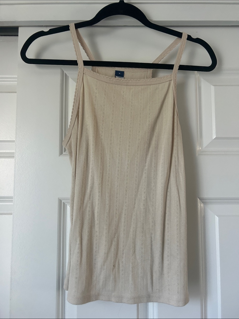 Old Navy Cream Ribbed Eyelet-Detail Camisole
